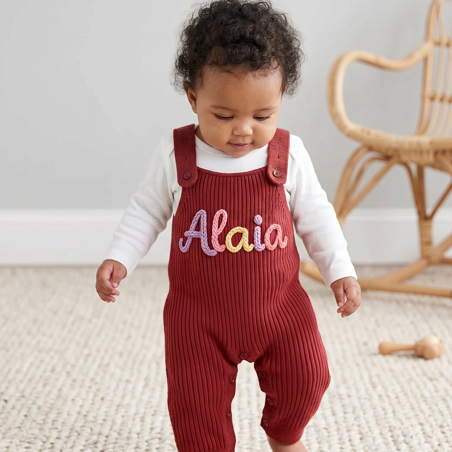 Personalized Baby Knit Dungaree Romper