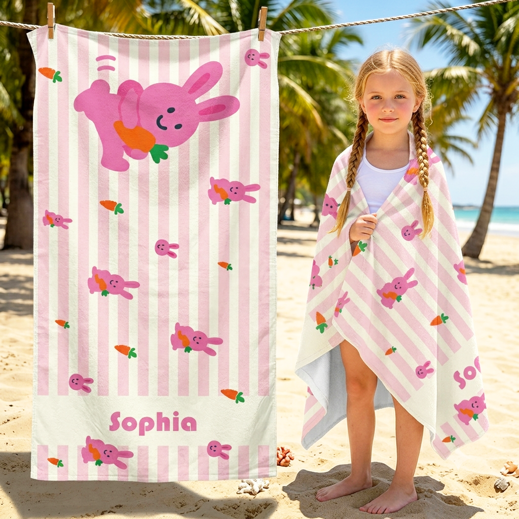 Personalized Kids’ Adorable Animal Beach Towel