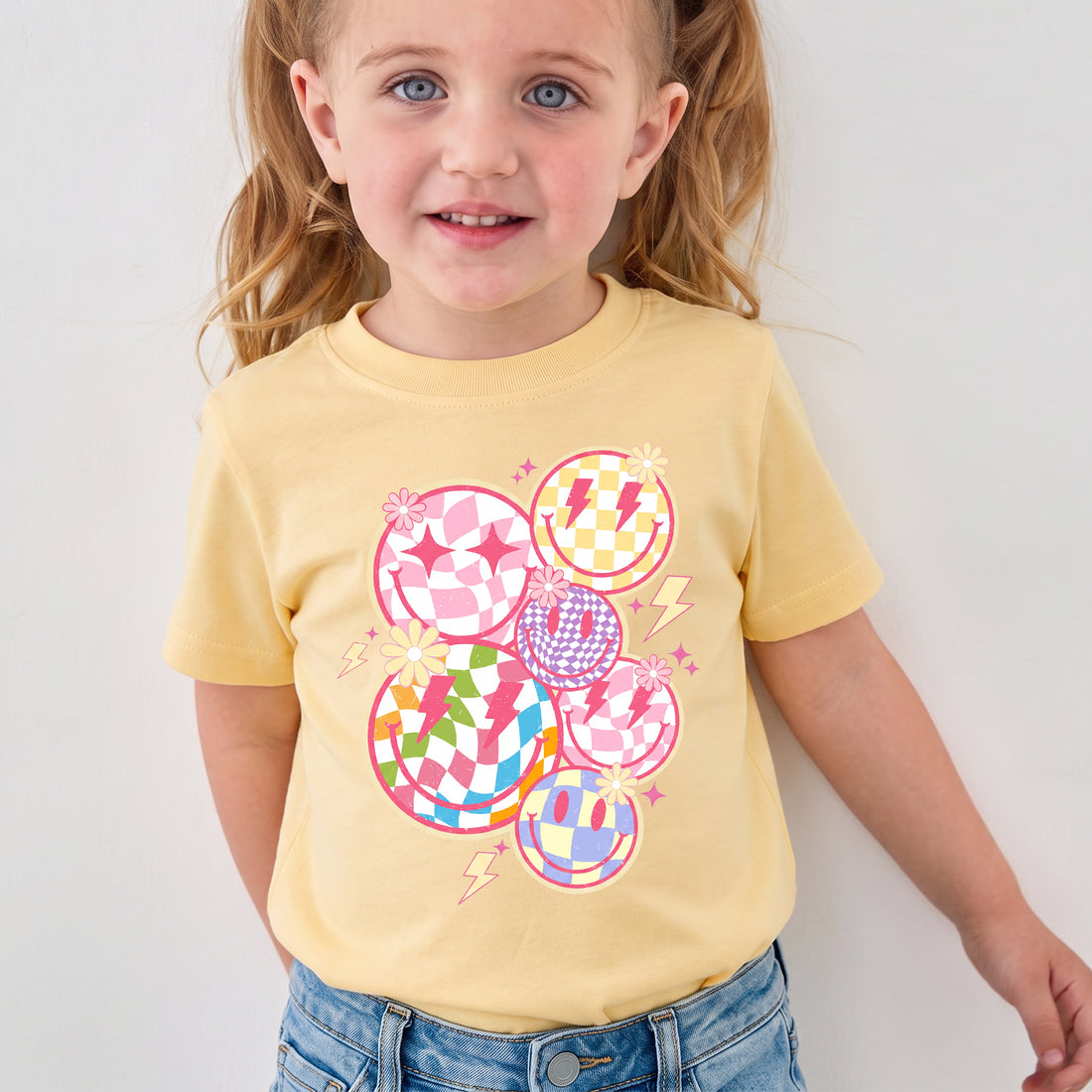 Personalized Retro Smiley Face Colorful Graphic T-shirt