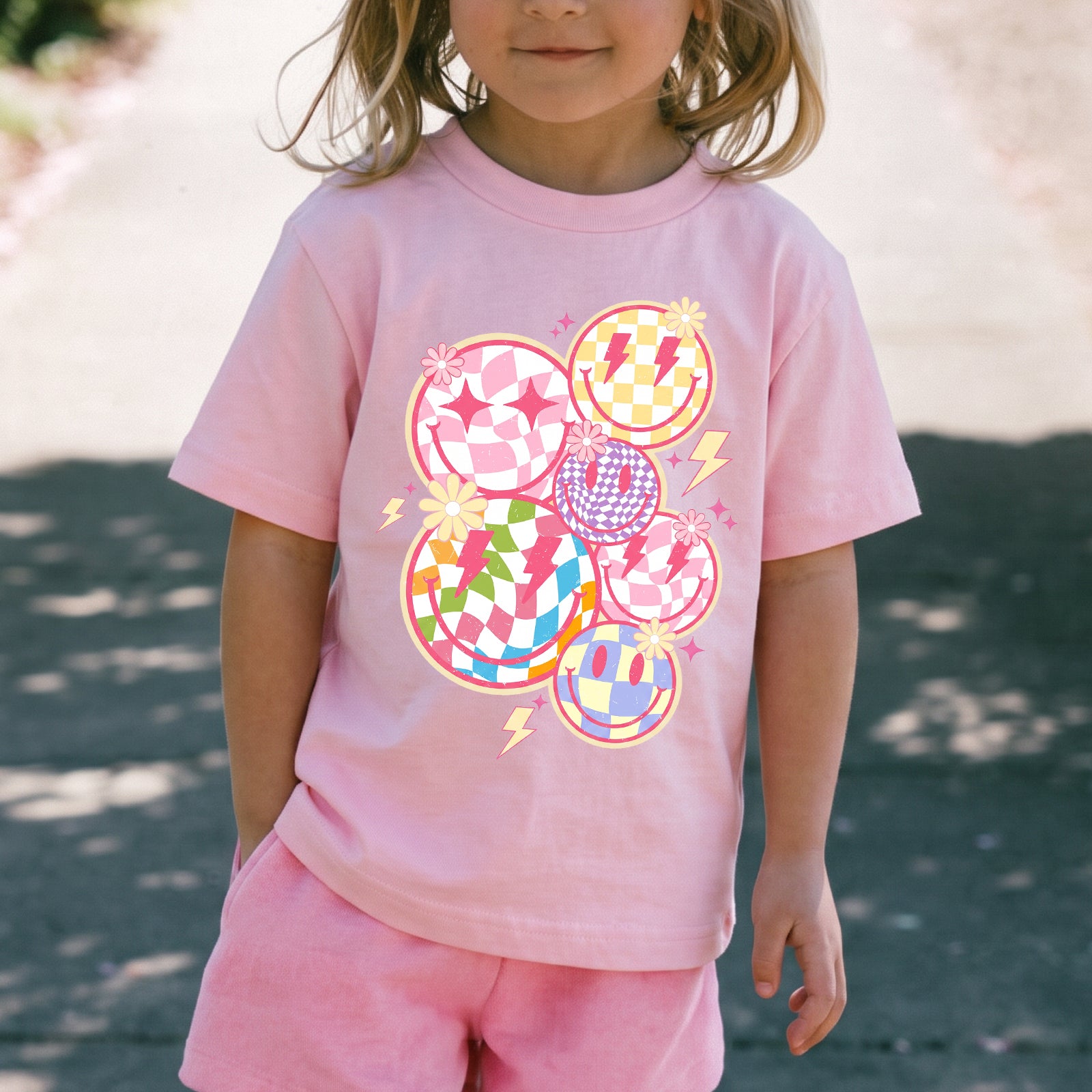 Personalized Retro Smiley Face Colorful Graphic T-shirt