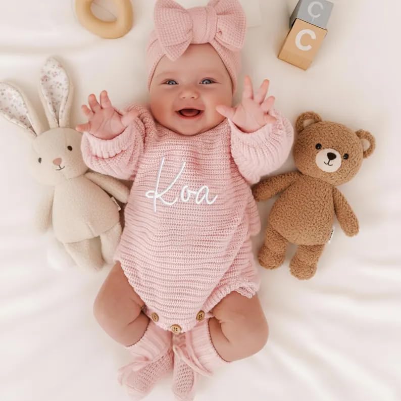 Personalized Baby Knitted Name Romper