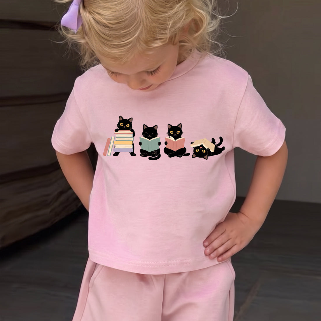 Personalized Cat Reading Shirt For Kids Book Lover Graphic T-shirt