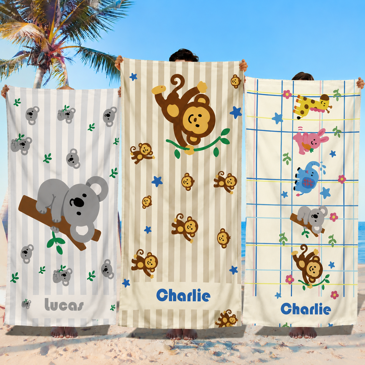 Personalized Kids’ Adorable Animal Beach Towel