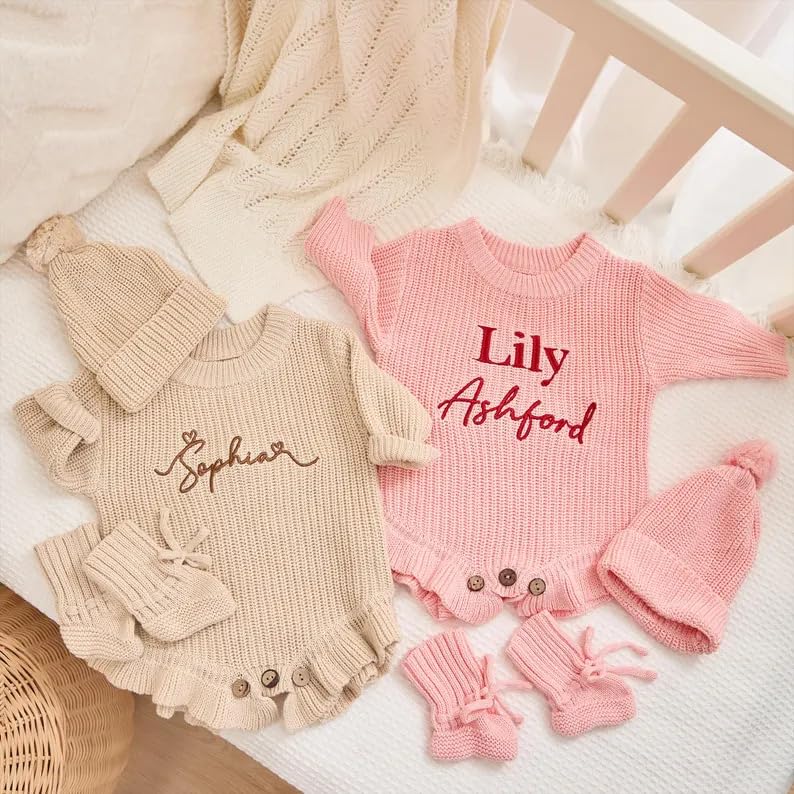 Personalized Baby Knitted Name Romper