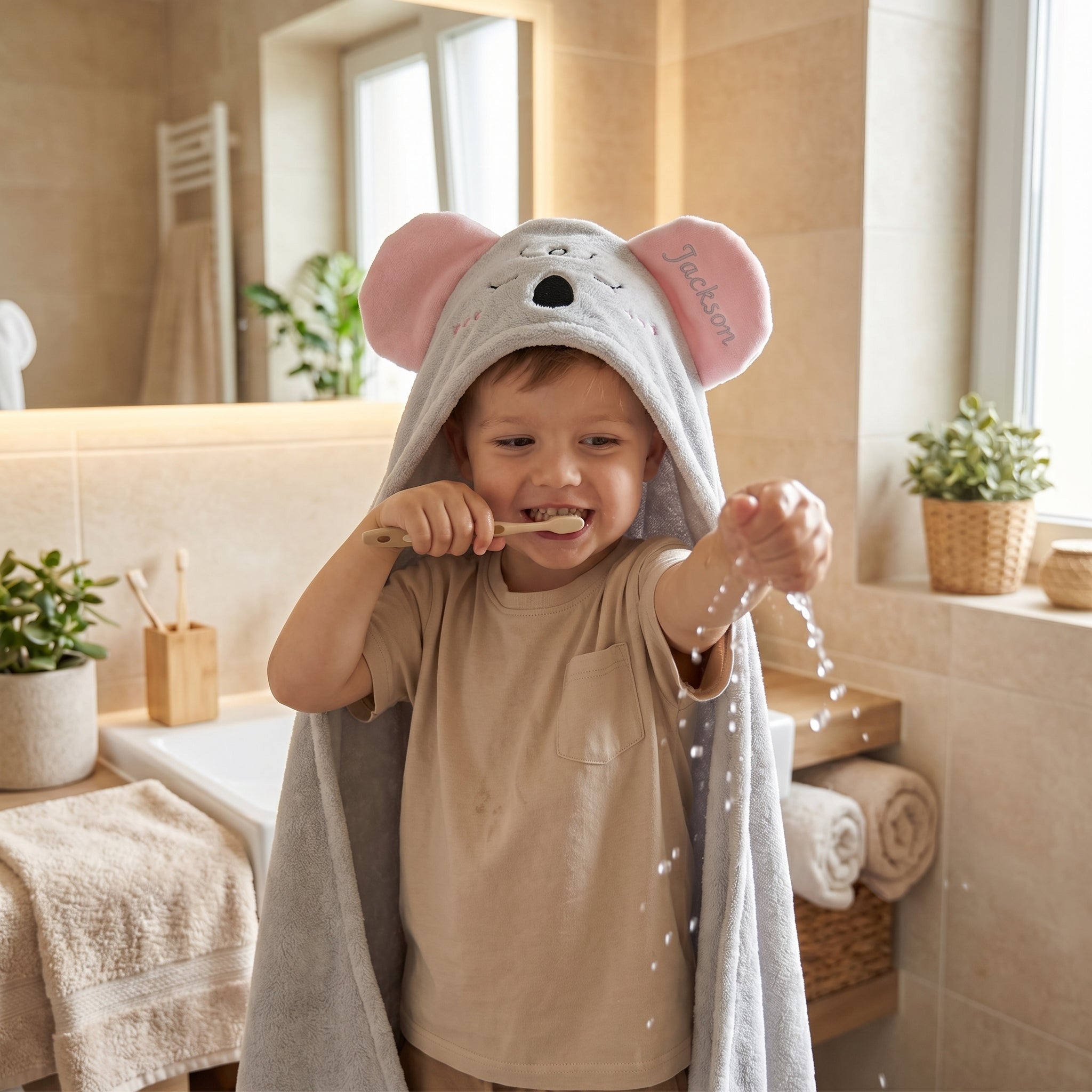 Personalized Koala Hooded Bath Towel with Name