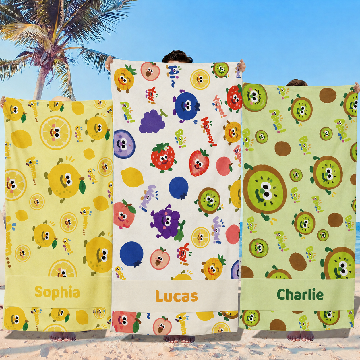 Personalized Kids’ Colorful Fruit Beach Towel