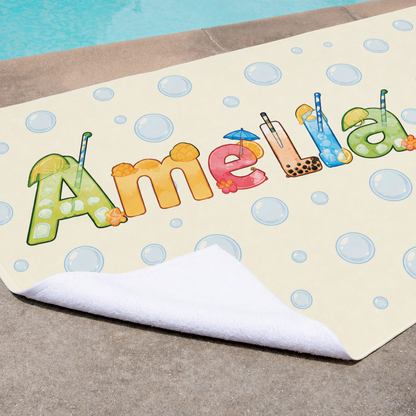 Personalized Kids’ Refreshing Drink Name Beach Towel