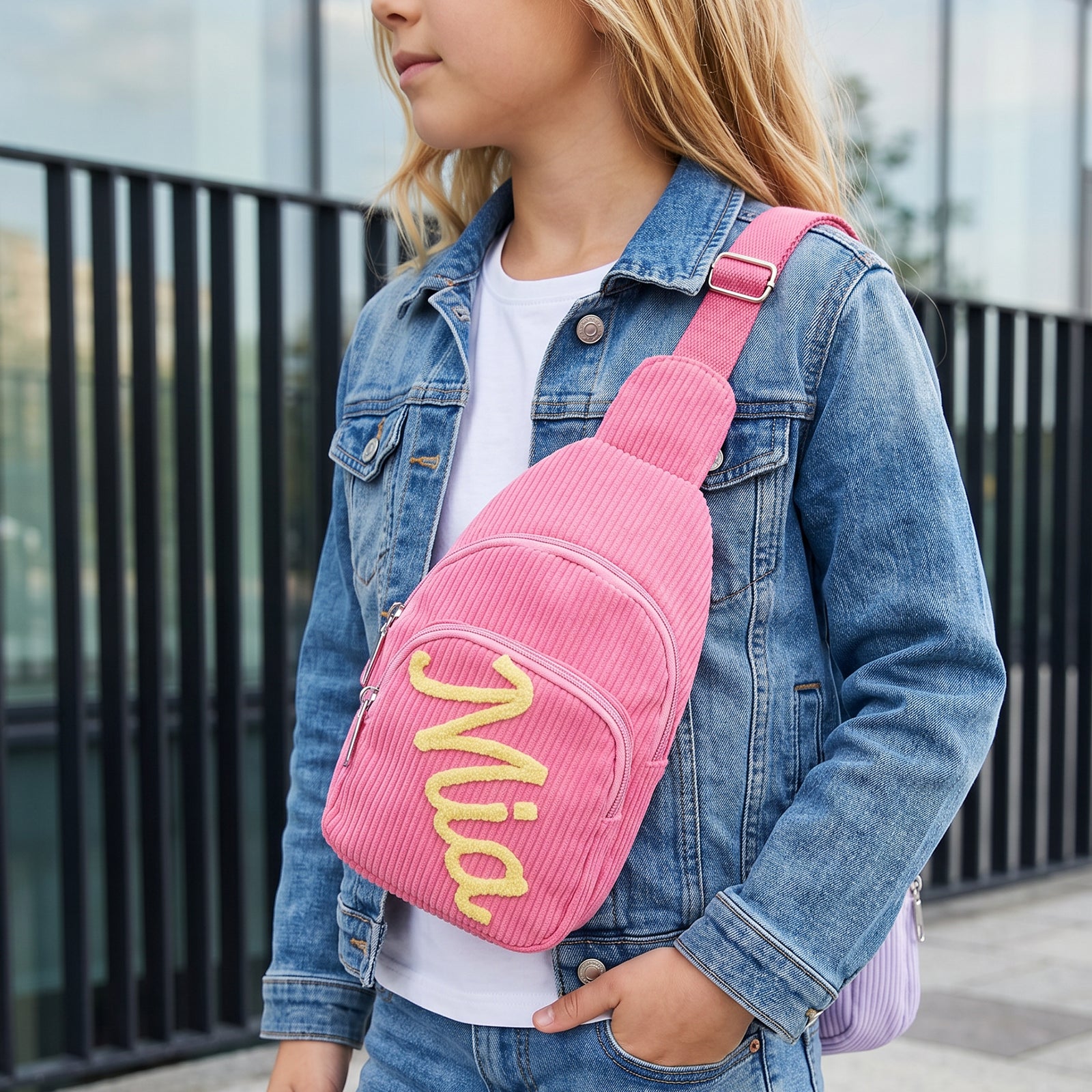 Personalized Kids Corduroy Sling Backpack
