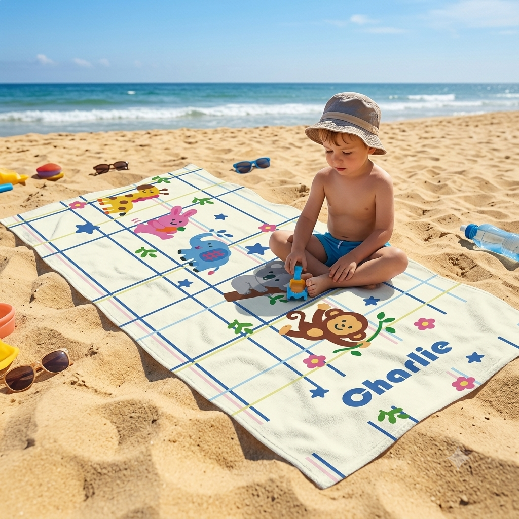 Personalized Kids’ Adorable Animal Beach Towel