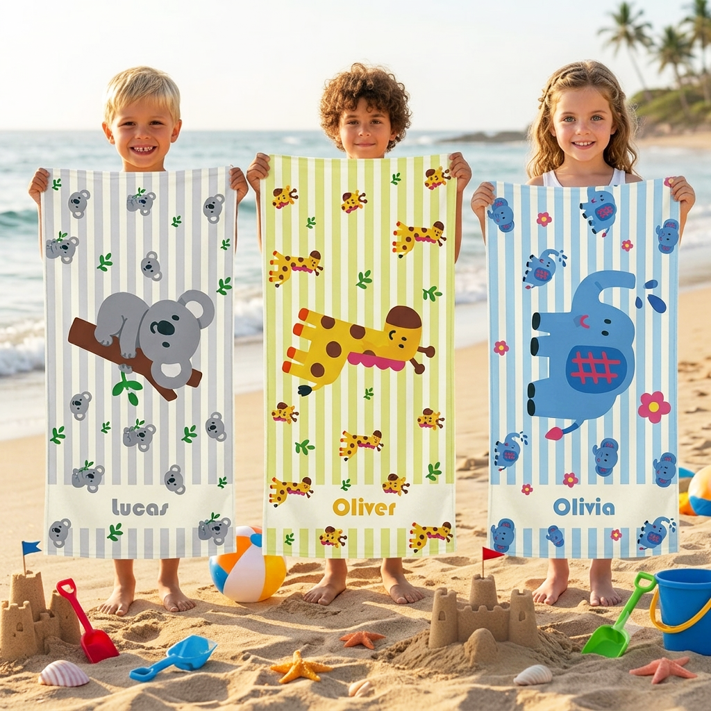 Personalized Kids’ Adorable Animal Beach Towel