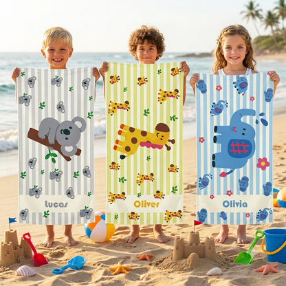 Personalized Kids’ Adorable Animal Beach Towel