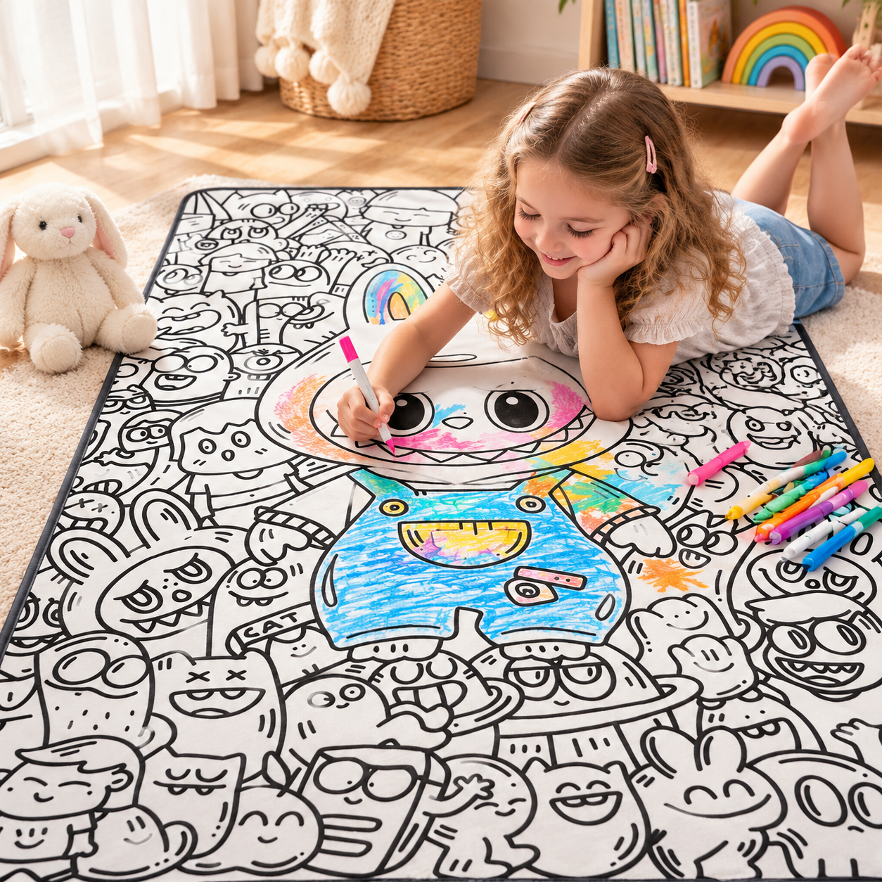 Kids DIY Coloring Blanket – Washable Doodle Blanket, Creative Art Activity Gift for Boys &amp; Girls