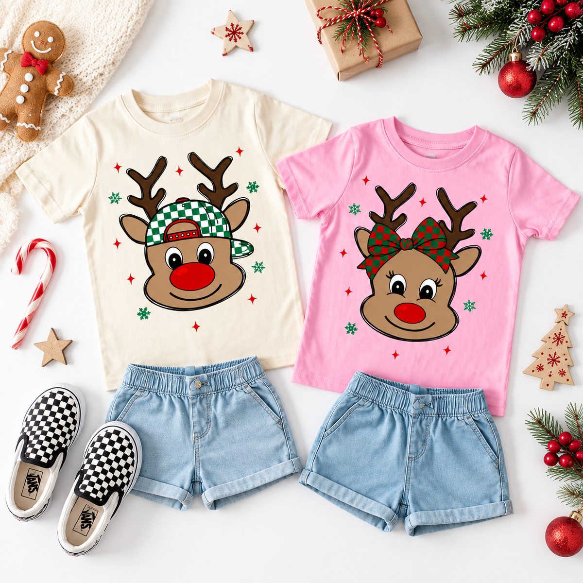 Personalized Kids Merry Christmas Graphic T-Shirt