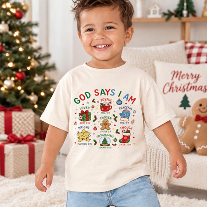Personalized Kids Merry Christmas Graphic T-Shirt