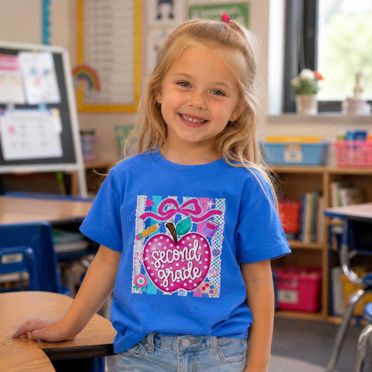 Second Grade School Ready Cute Apple Kids T-shirt