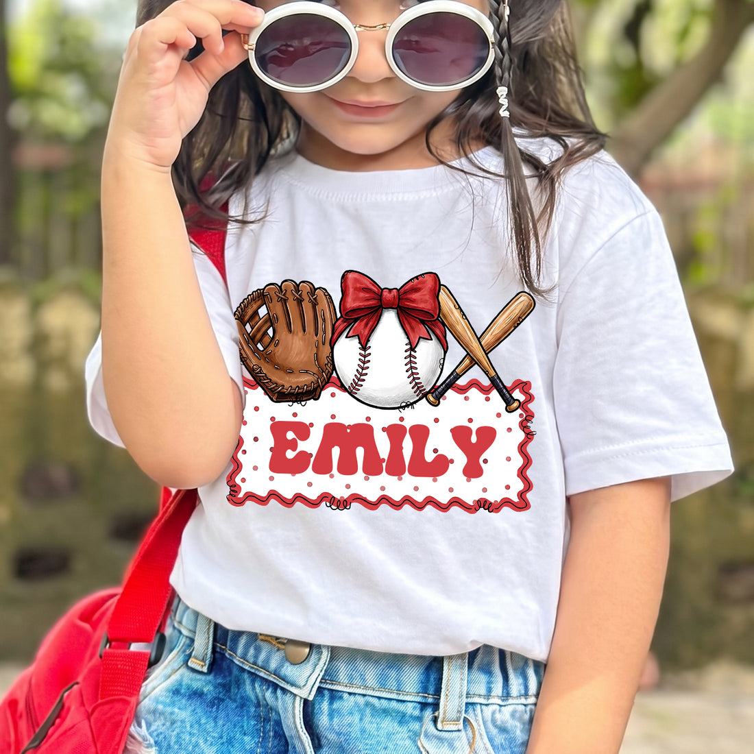 Personalized Girls Baseball T-shirt with Custom Name