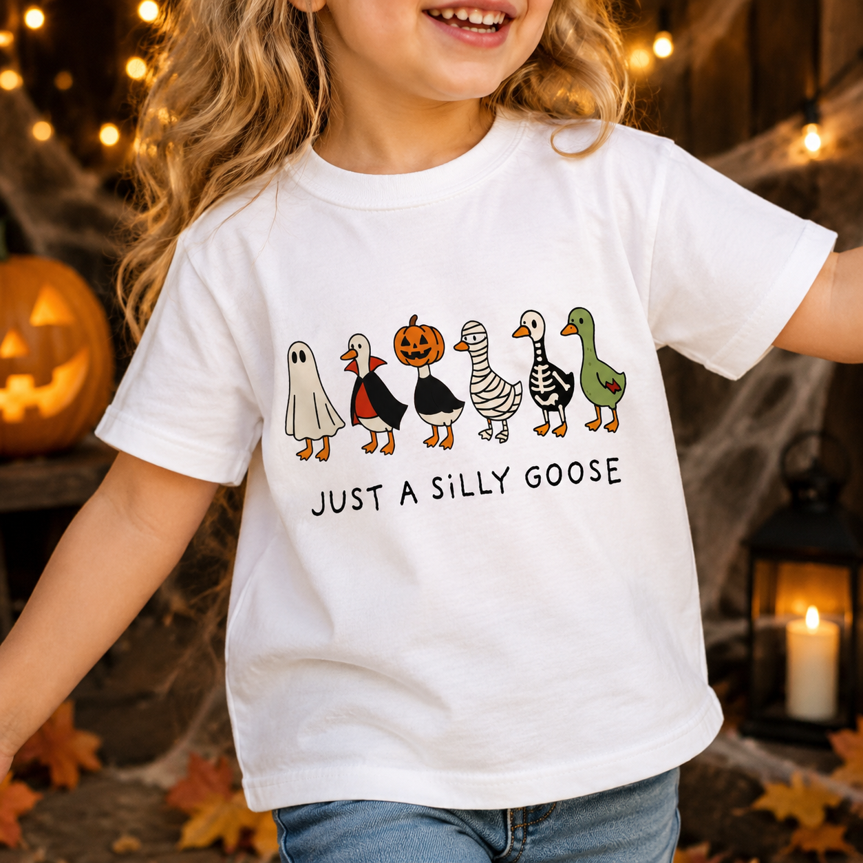 Personalized Kids Silly Goose Halloween Graphic T-Shirt
