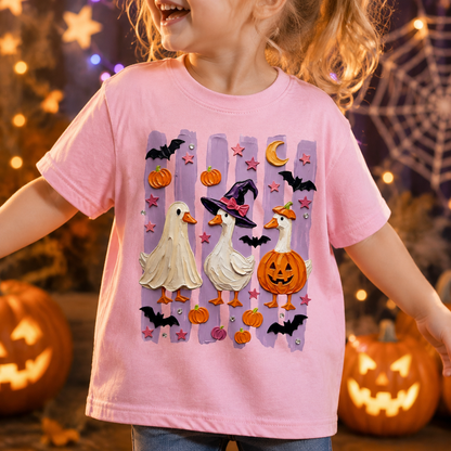 Personalized Kids Halloween Ghost Duck Graphic T-Shirt