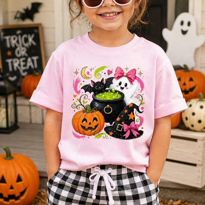Personalized Kids Cute Witch Halloween Graphic T-Shirt