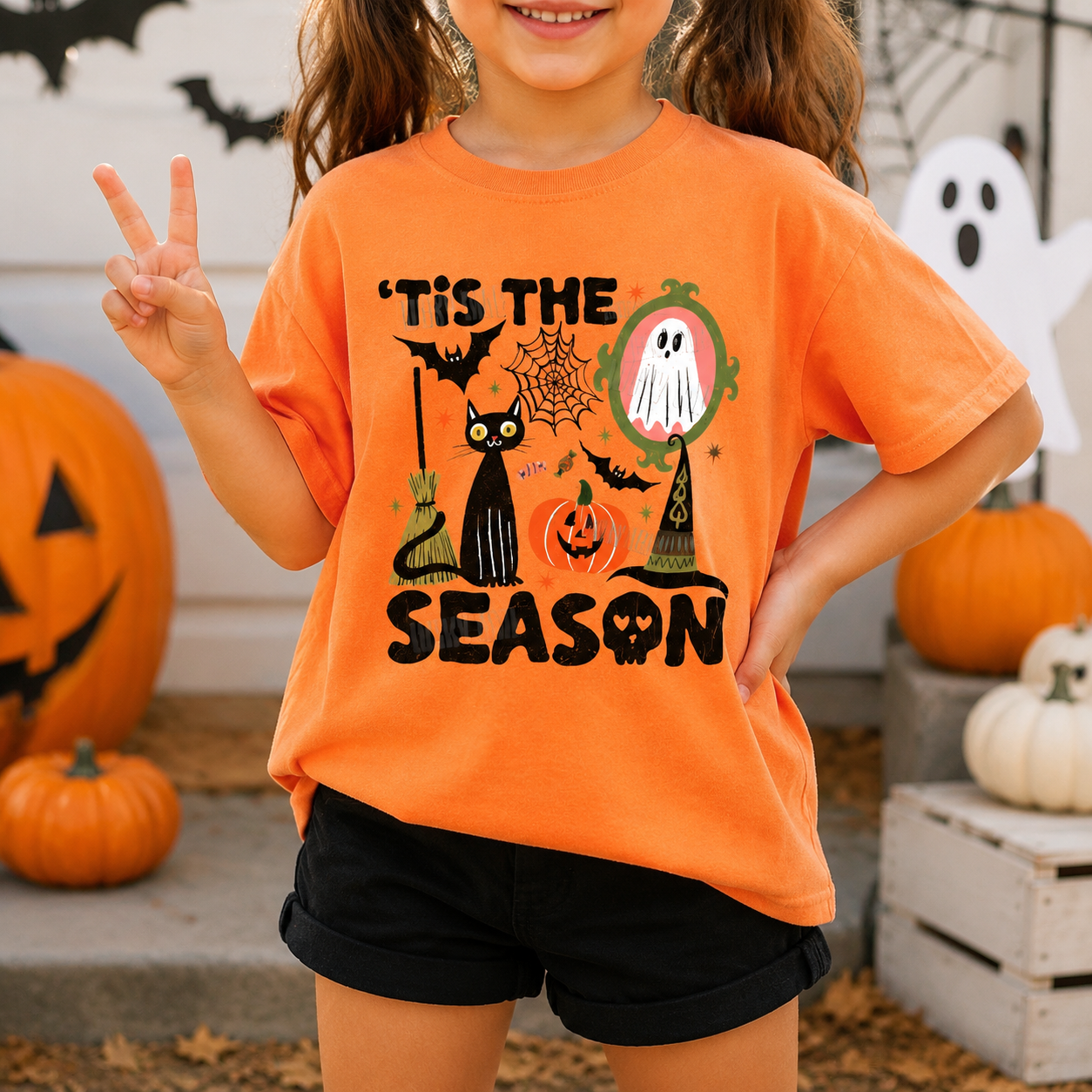 Personalized Kids Spooky Season Halloween Graphic T-Shirt