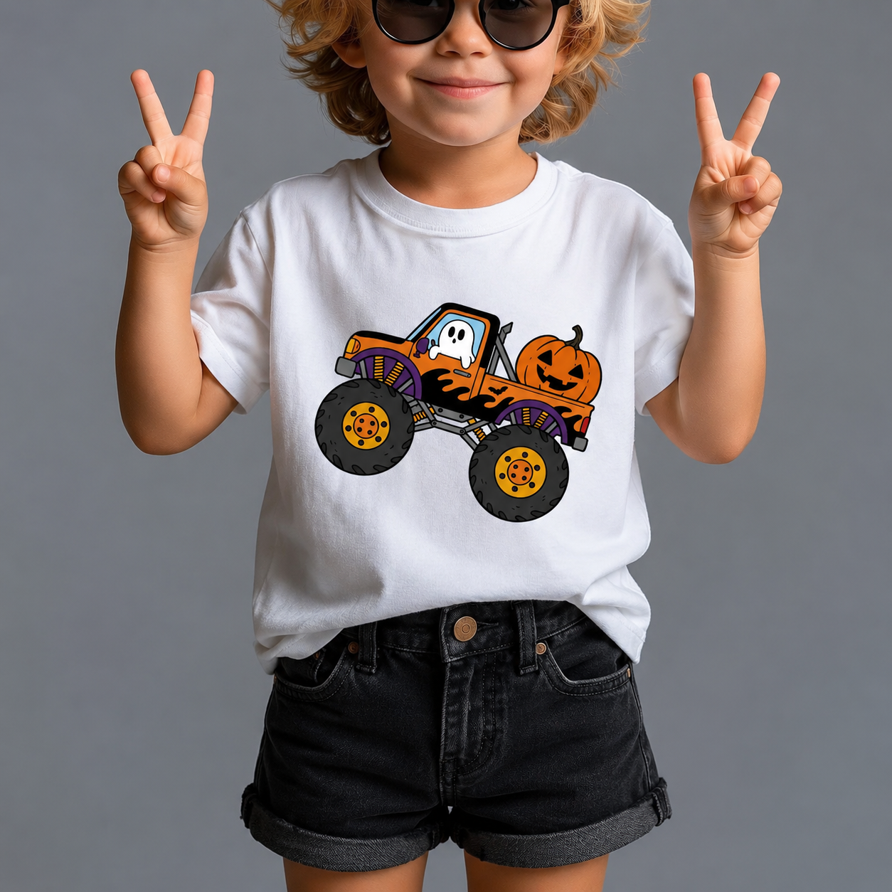Personalized Kids Monster Truck Halloween Graphic T-Shirt