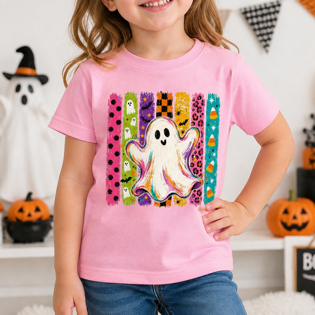 Personalized Kids Cute Ghost Halloween Graphic T-Shirt