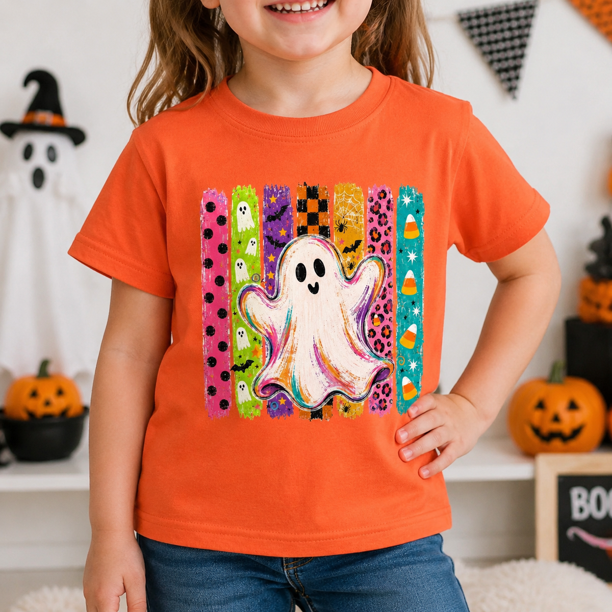 Personalized Kids Spooky Season Halloween Graphic T-Shirt