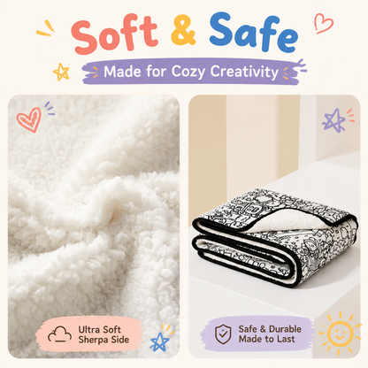 Kids DIY Coloring Blanket – Washable Doodle Blanket, Creative Art Activity Gift for Boys &amp; Girls