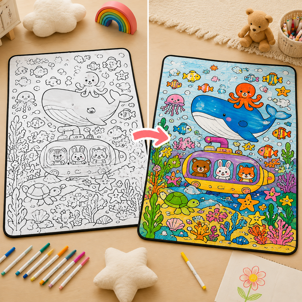 Kids DIY Coloring Blanket – Washable Doodle Blanket, Creative Art Activity Gift for Boys &amp; Girls
