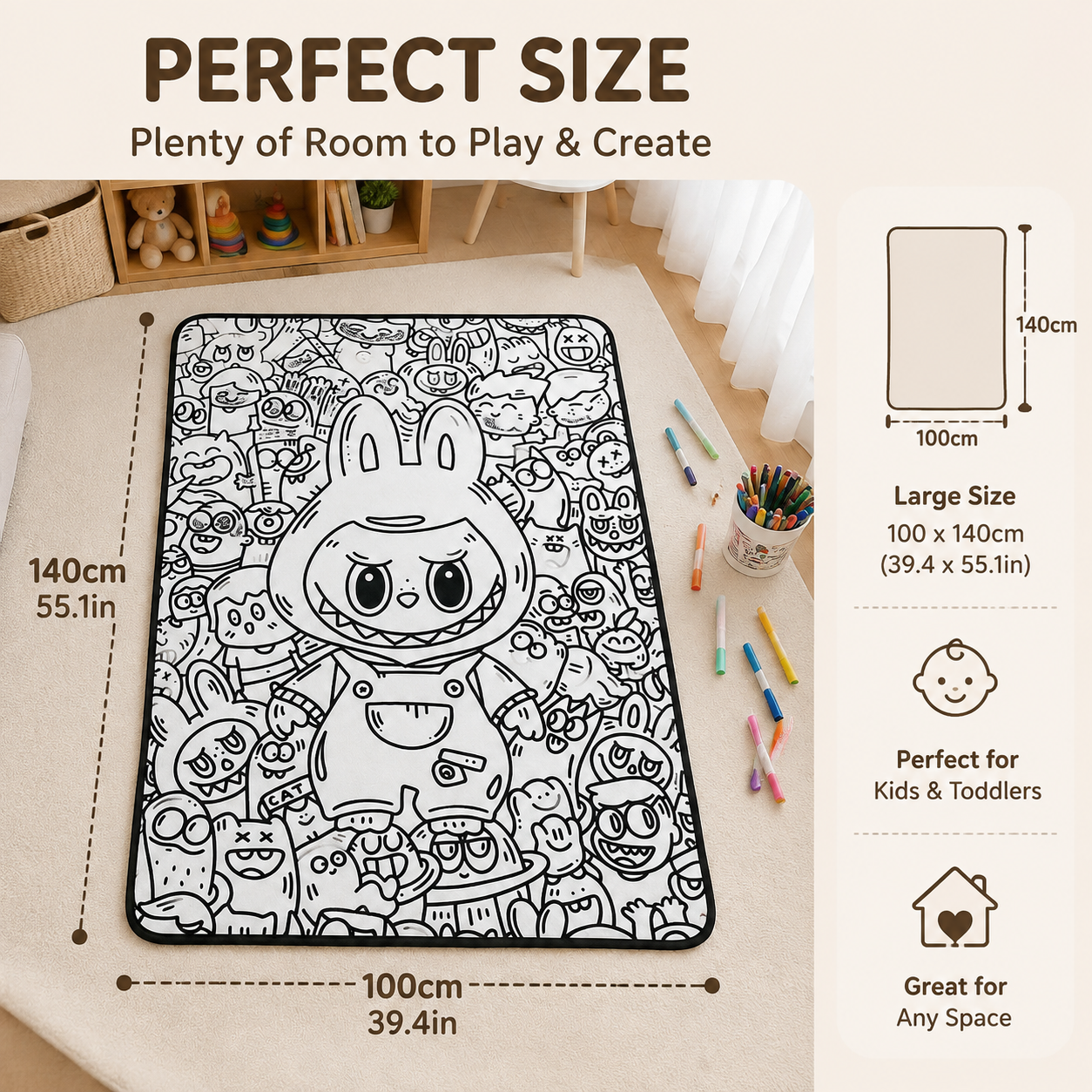 Kids DIY Coloring Blanket – Washable Doodle Blanket, Creative Art Activity Gift for Boys &amp; Girls