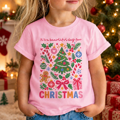 Personalized Kids Merry Christmas Graphic T-Shirt