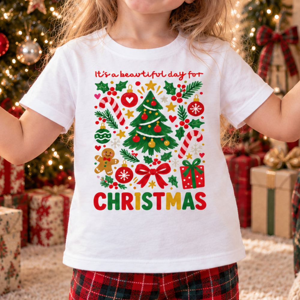 Personalized Kids Merry Christmas Graphic T-Shirt