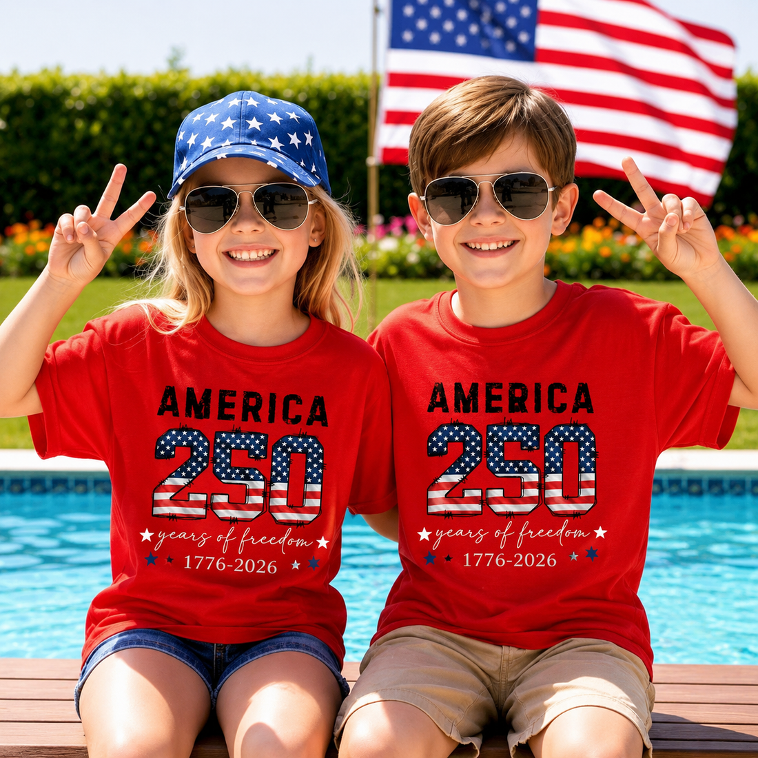 4th of July Kids Patriotic T-Shirt – America 250 Years of Freedom