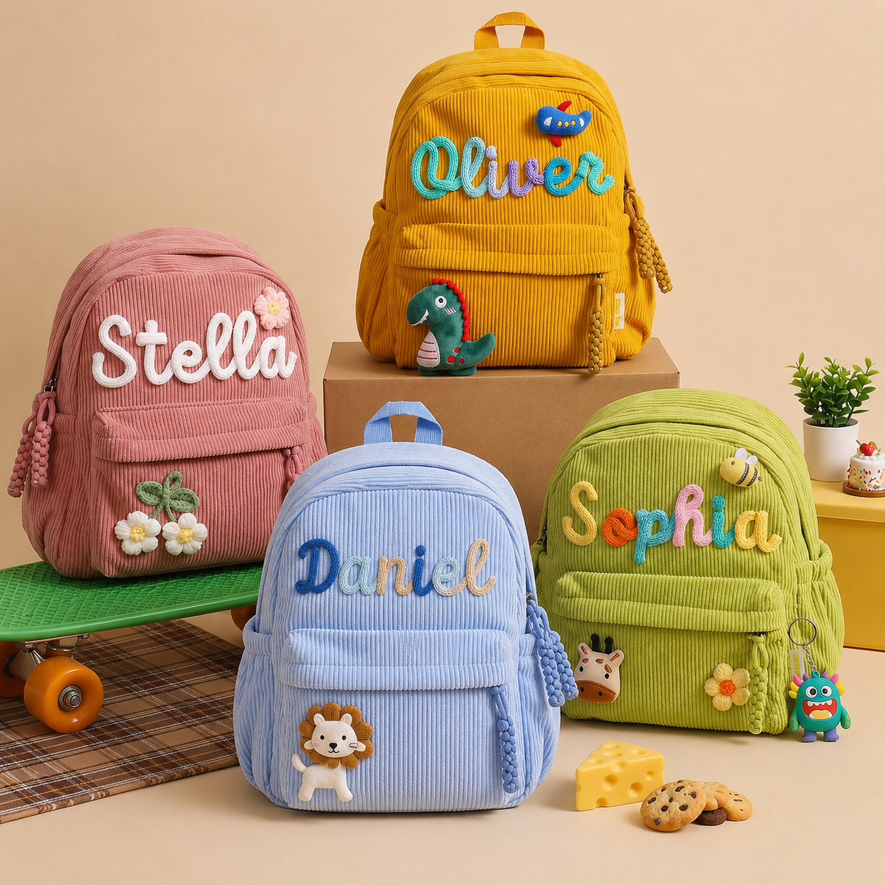 Personalized Back-to-School Corduroy Backpack for Kids