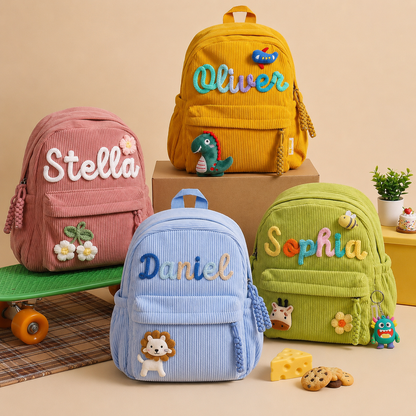 Personalized Back-to-School Corduroy Backpack for Kids