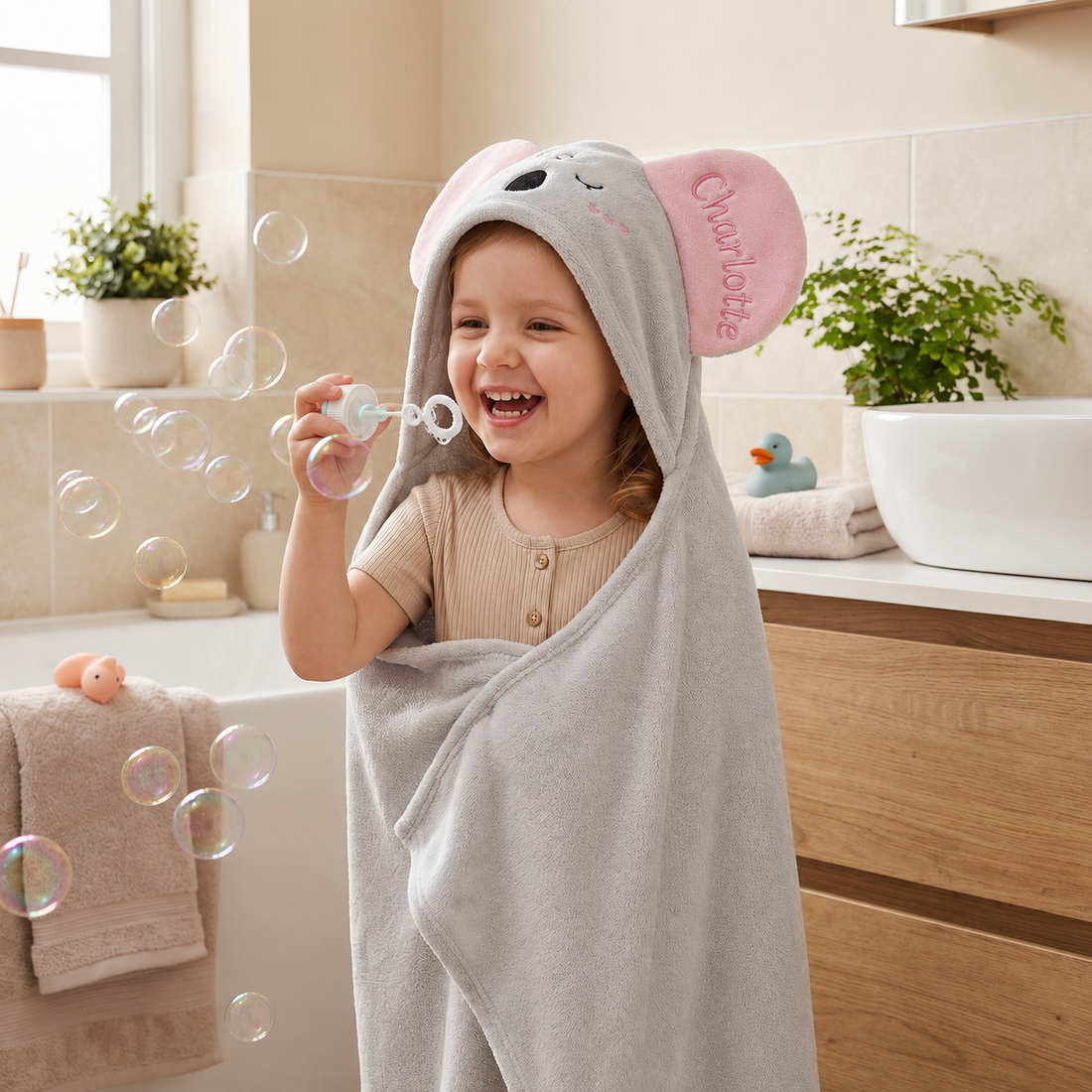 Personalized Koala Hooded Bath Towel with Name