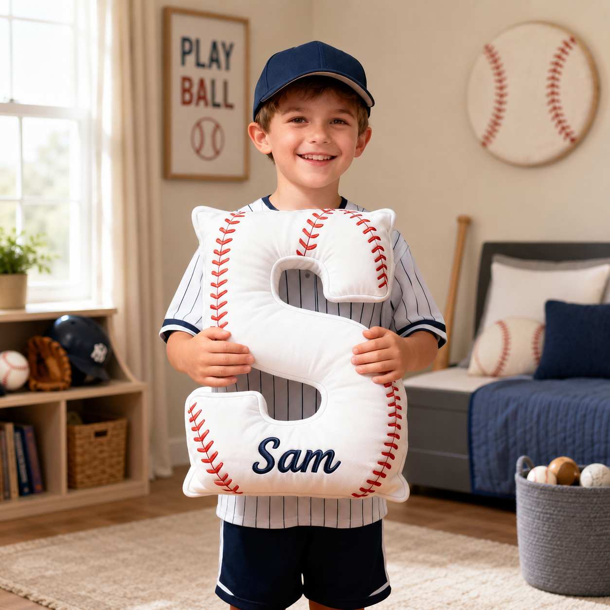 Personalized Kids Baseball Letter Pillow