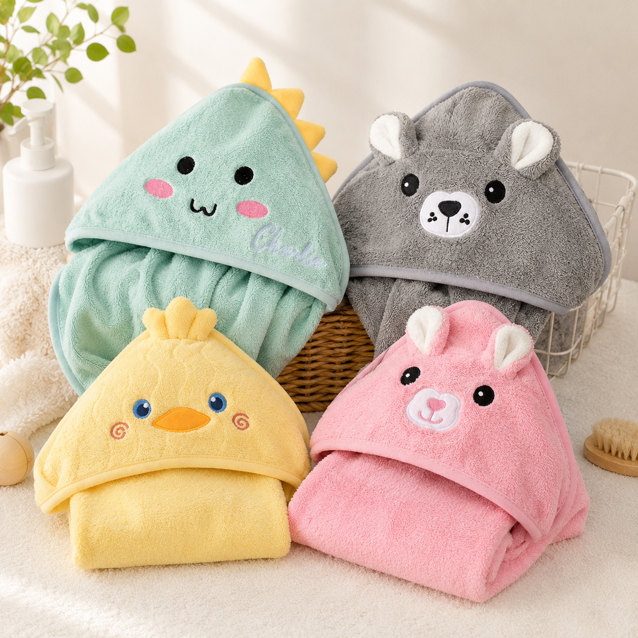 Personalized Baby Hooded Animal Bath Towel