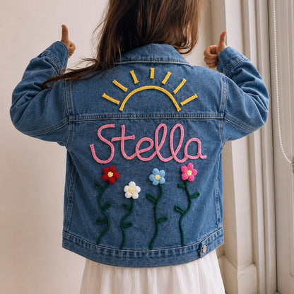 Adorable Personalized Kids Name Denim Jacket