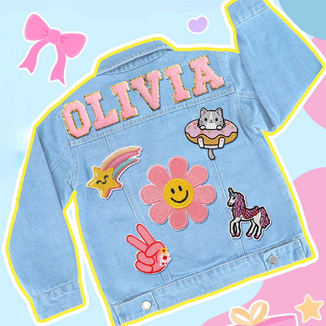 Personalized Kids Name Patch Jean Jacket - Sokidsun