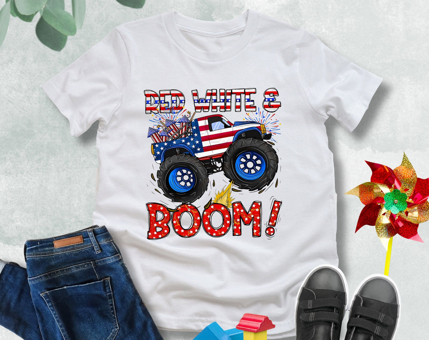 America 250th Anniversary Monster Truck Kids T-Shirt