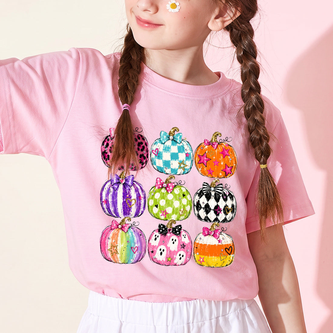 Personalized Kids Cute Pumpkin Halloween Graphic T-Shirt