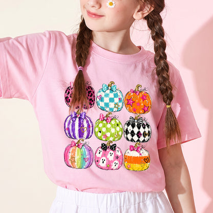 Personalized Kids Cute Pumpkin Halloween Graphic T-Shirt