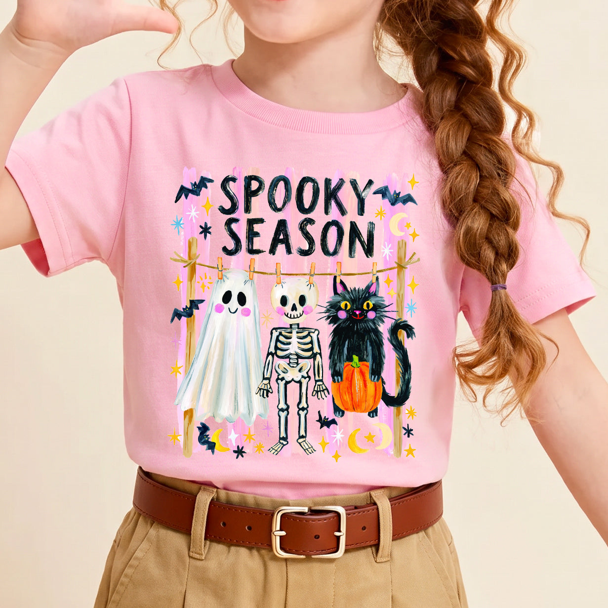 Personalized Kids Spooky Season Halloween Graphic T-Shirt