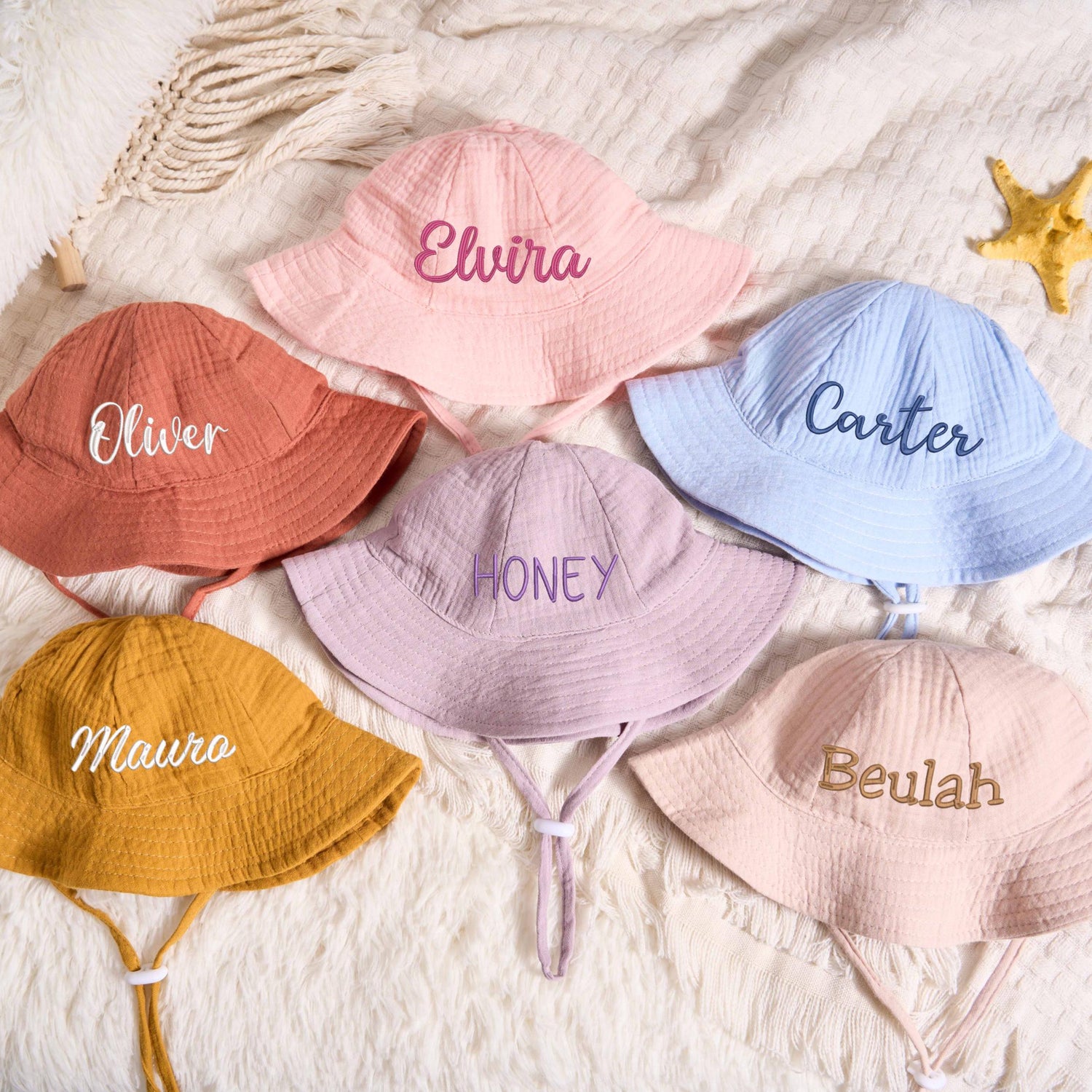 Personalized Kids Cotton Muslin Bucket Hat - Sokidsun