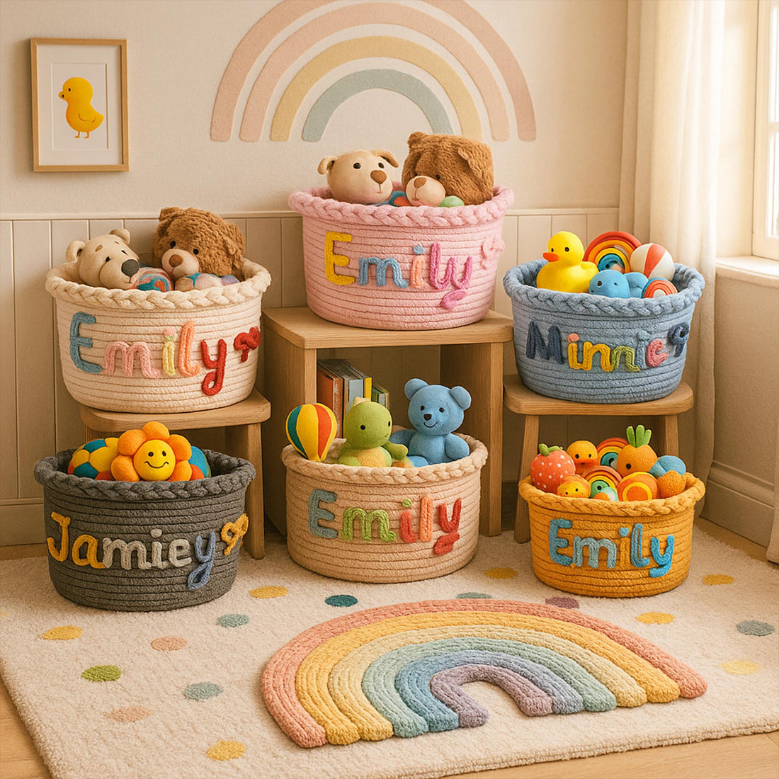 Personalized Baby Cotton Rope Storage Basket