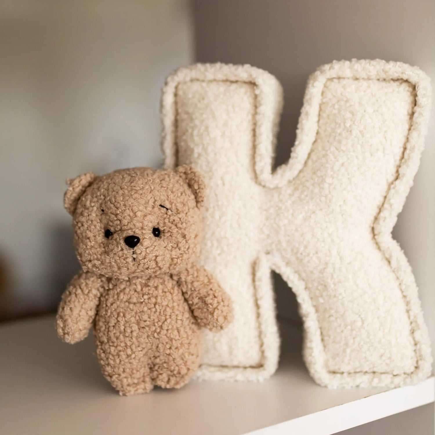 Personalized Kids Bouclé Letter Bear Pillow - Sokidsun