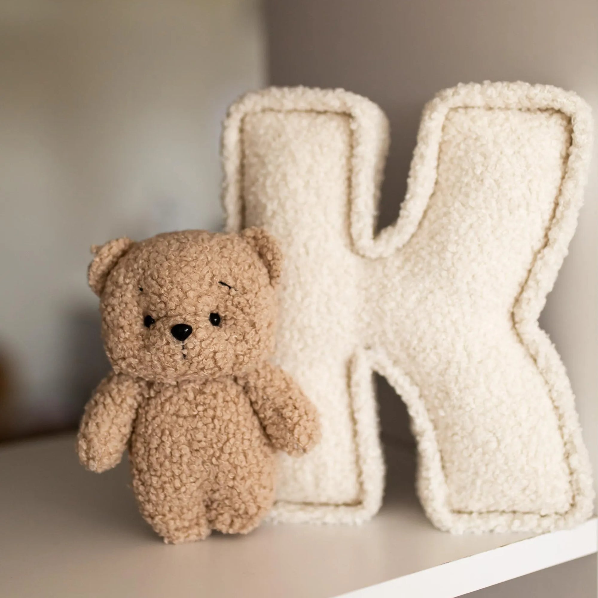 Personalized Kids Bouclé Letter Bear Pillow - Sokidsun
