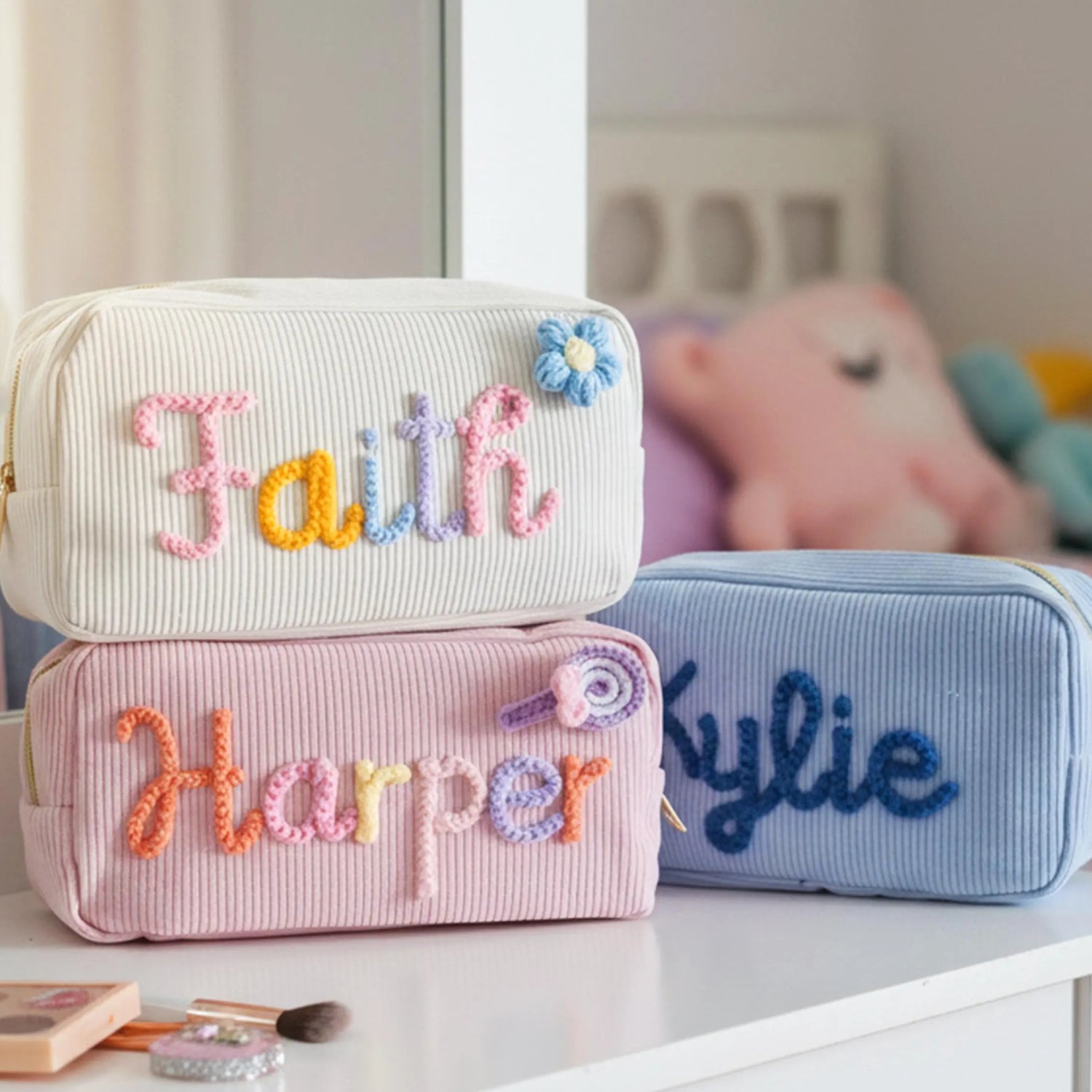 Personalized Kids Corduroy Name Pencil Case - Sokidsun