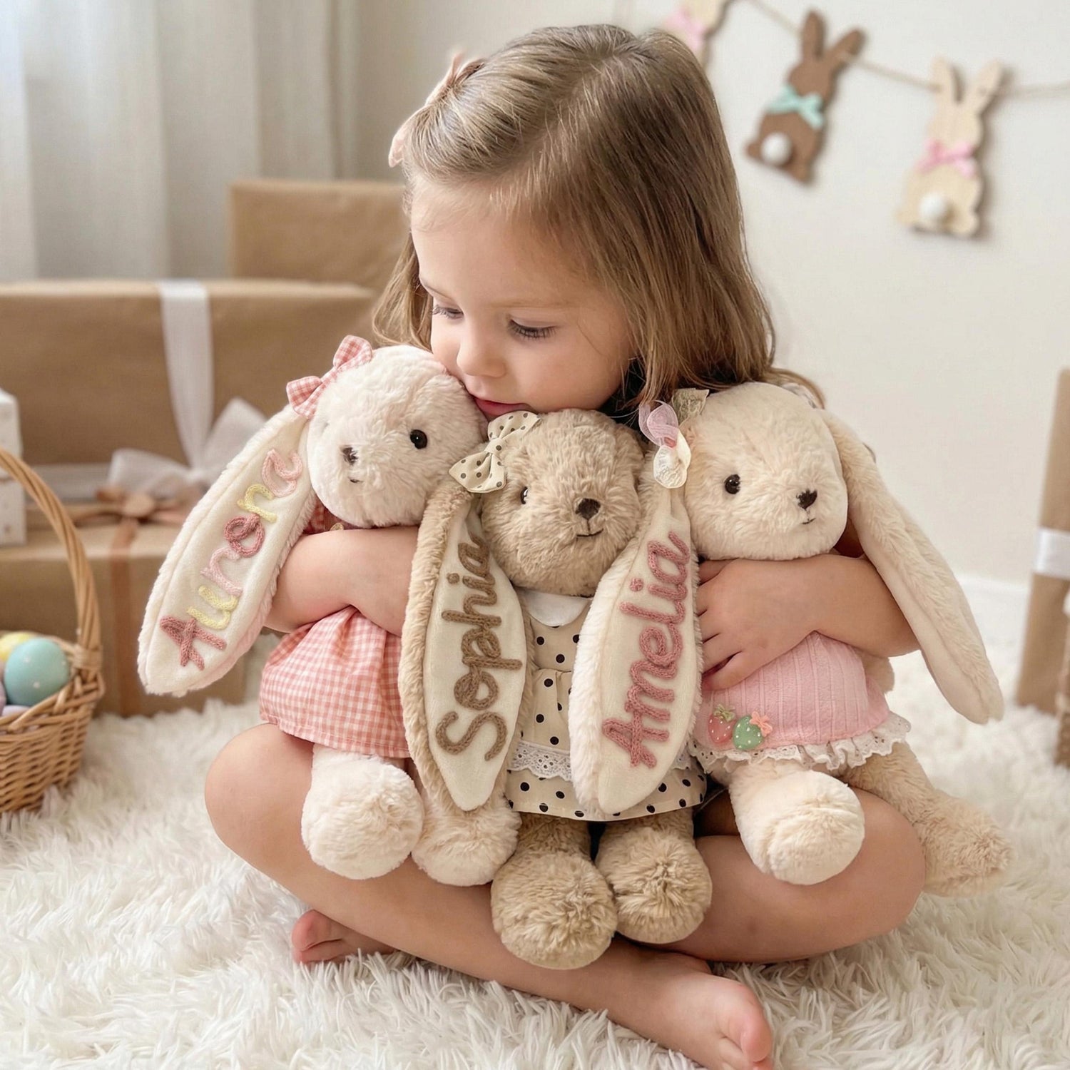 Personalized Bunny Plush: Nursery Rabbit Doll, Daycare Stuffed Animal, Baby Girl Shower Gift